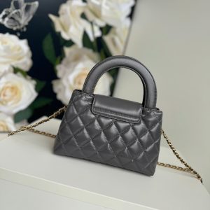 cc 24a nano 19cm kelly shopper bag smoke gray lambskin
