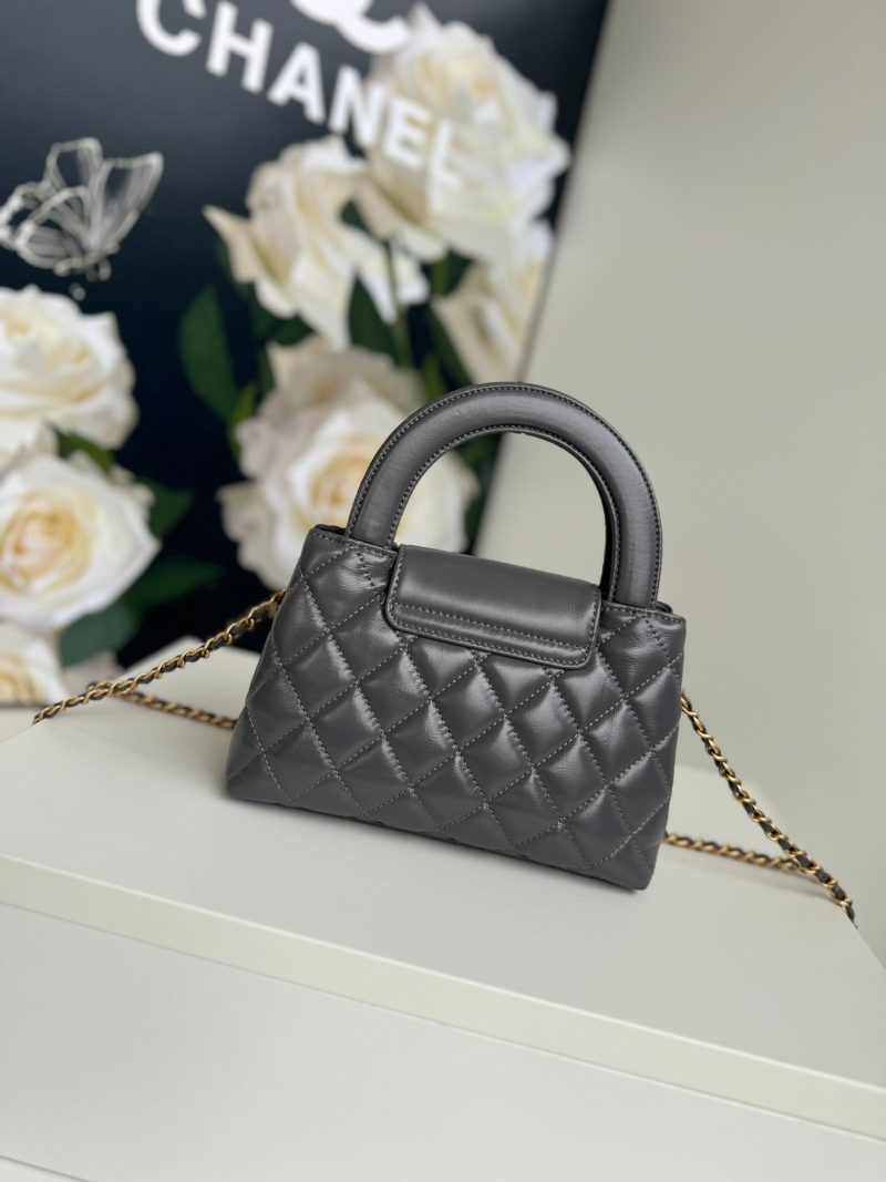 cc 24a nano 19cm kelly shopper bag smoke gray lambskin