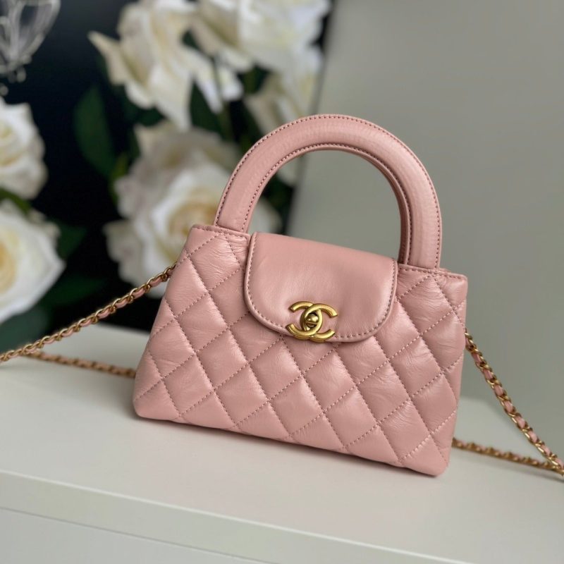 cc 24a nano 19cm kelly shopper bag pastel pink lambskin