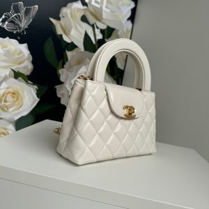 cc 24a nano 19cm kelly shopper bag pastel white lambskin