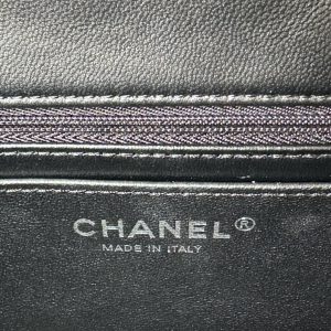 24c mini flap bag 20cm with top handle all black calfskin