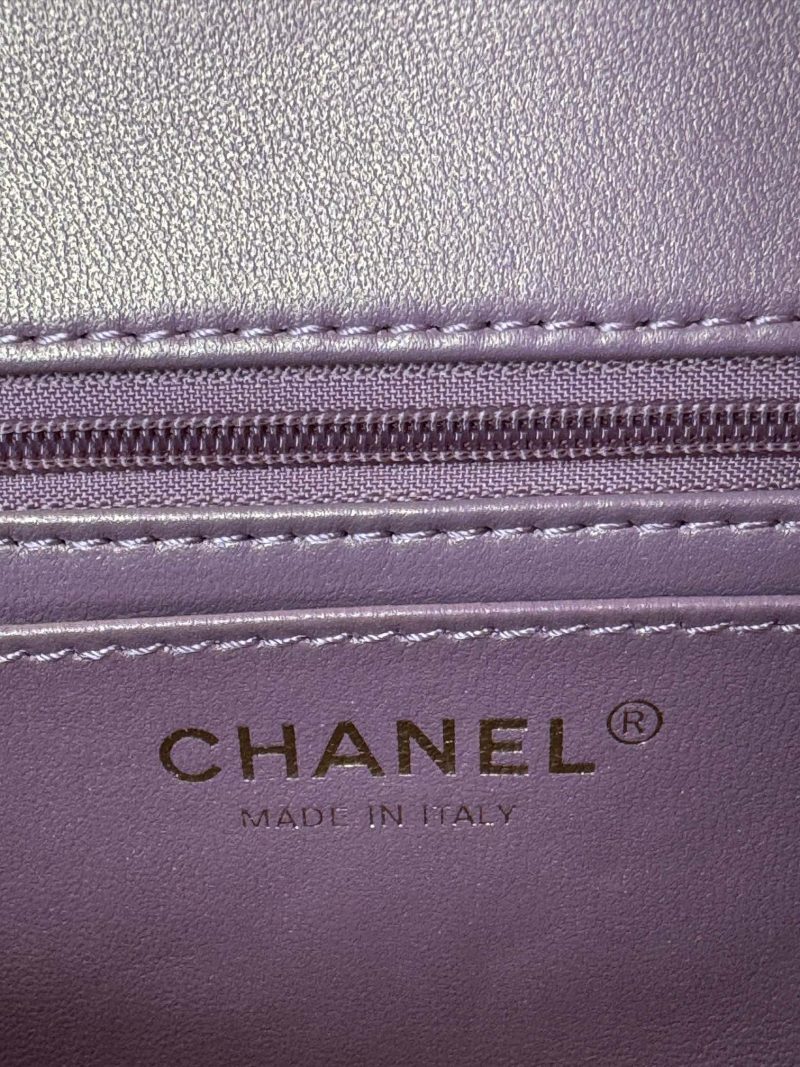 24c mini flap bag 20cm with top handle pink violet calfskin