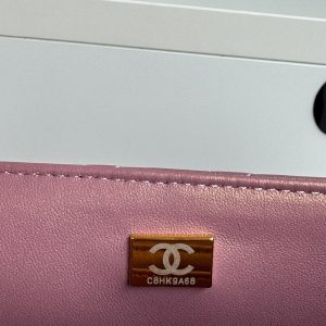 24c mini flap bag 20cm with top handle pink violet calfskin