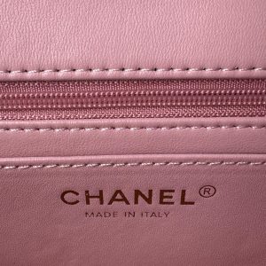 24c mini flap bag 20cm with top handle pink calfskin silver hardware