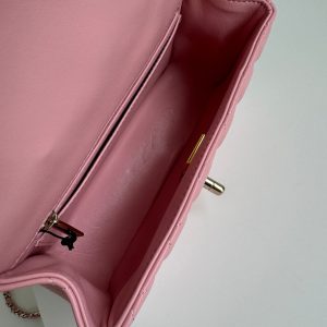 24c mini flap bag 20cm with top handle pink calfskin silver hardware
