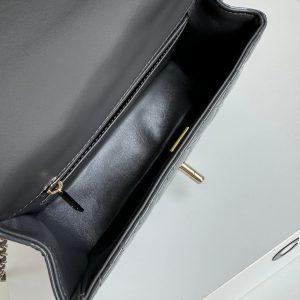 24c mini flap bag 20cm with top handle grey patent calfskin