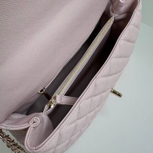 coco handle medium 29cm pastel pink quilted caviar leather gold hardware