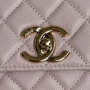 coco handle medium 29cm pastel pink quilted caviar leather gold hardware