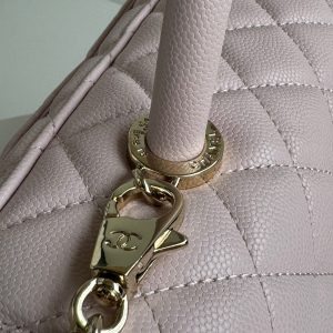 coco handle medium 29cm pastel pink quilted caviar leather gold hardware