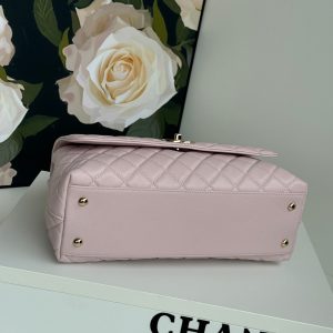 coco handle medium 29cm pastel pink quilted caviar leather gold hardware