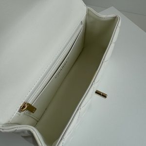 24c mini flap bag 20cm with top handle white lambskin