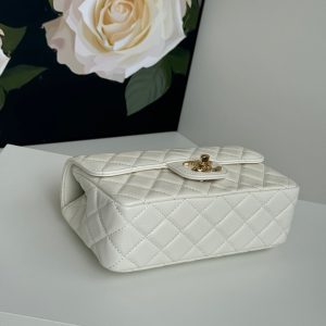 24c mini flap bag 20cm with top handle white lambskin