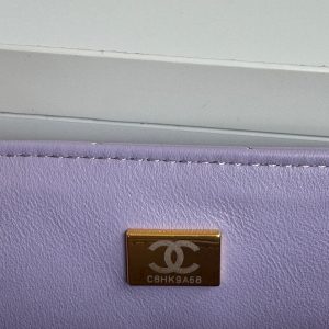 24c mini flap bag 20cm with top handle violet lambskin