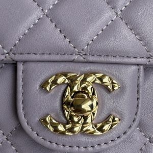 24c mini flap bag 20cm with top handle violet lambskin
