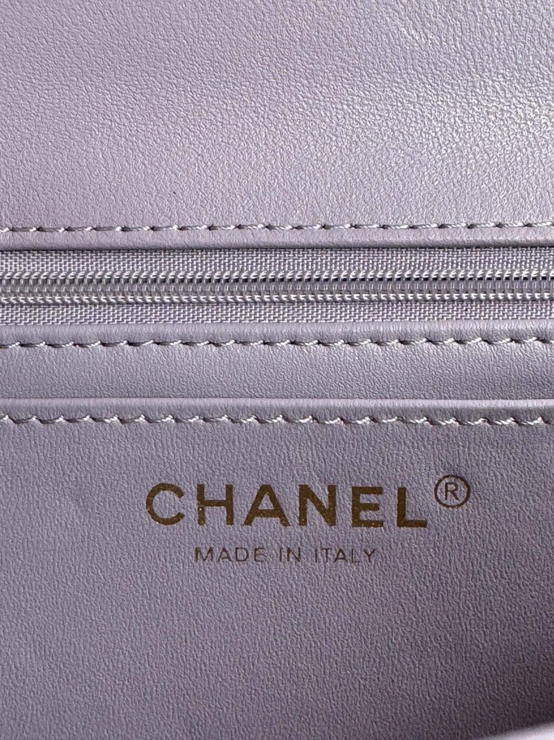 24c mini flap bag 20cm with top handle violet lambskin