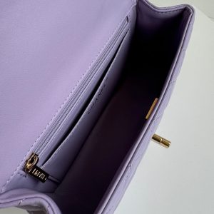 24c mini flap bag 20cm with top handle violet lambskin