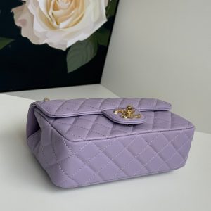 24c mini flap bag 20cm with top handle violet lambskin