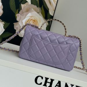 24c mini flap bag 20cm with top handle violet lambskin
