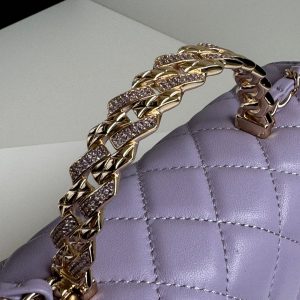 24c mini flap bag 20cm with top handle violet lambskin