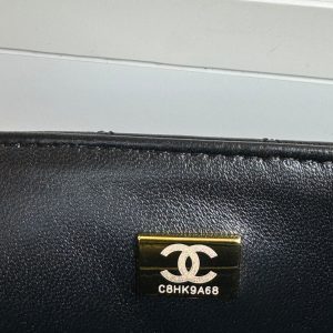 24c mini flap bag 20cm with top handle black lambskin