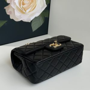24c mini flap bag 20cm with top handle black lambskin