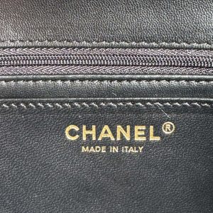 24c mini flap bag 20cm with top handle black lambskin