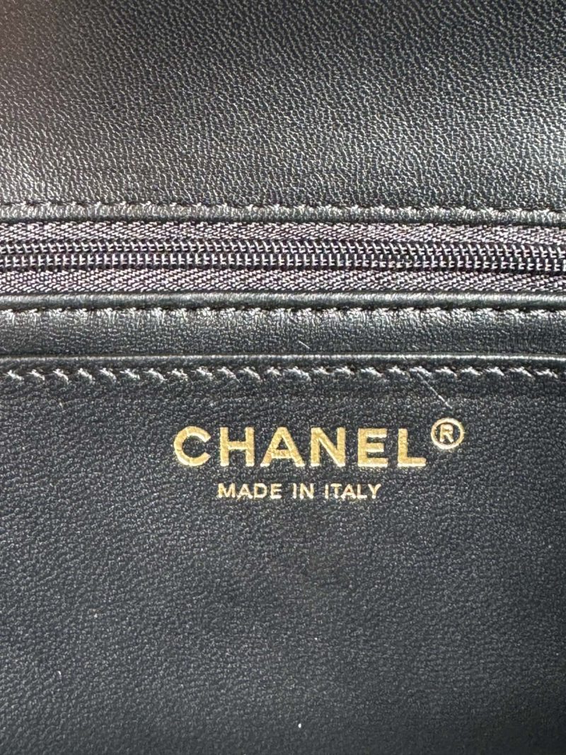 24c mini flap bag 20cm with top handle black lambskin