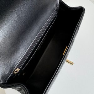 24c mini flap bag 20cm with top handle black lambskin