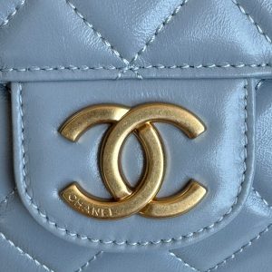 CC 23C Small Hobo Bag 21.5 Cloud Blue Lambskin Gold Hardware