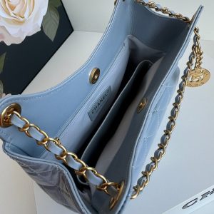 CC 23C Small Hobo Bag 21.5 Cloud Blue Lambskin Gold Hardware