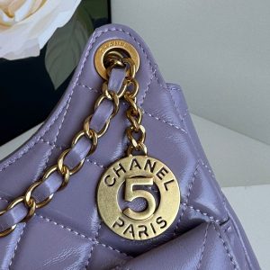 CC 23C Small Hobo Bag 21.5 Violet Lambskin Gold Hardware