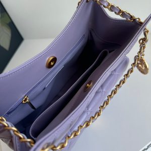 CC 23C Small Hobo Bag 21.5 Violet Lambskin Gold Hardware