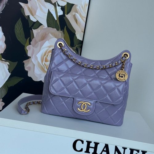 img_b5cc9469_20240920_i1726816562_2358_8_jpg CC 23C Small Hobo Bag 21.5 Violet Lambskin Gold Hardware