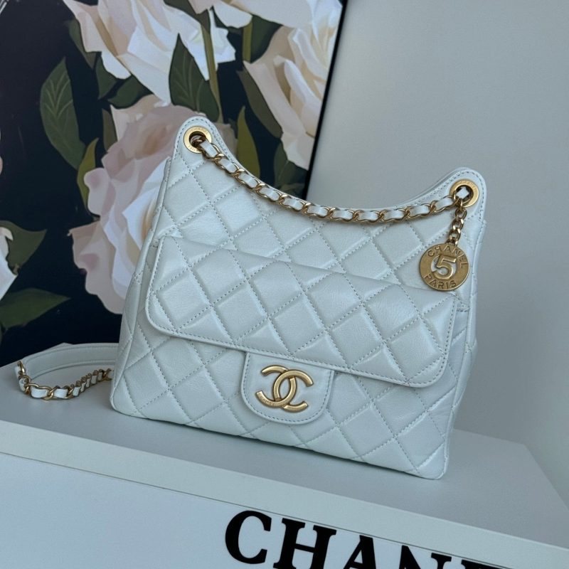 CC 23C Small Hobo Bag 21.5 Light Cloud Blue Lambskin Gold Hardware