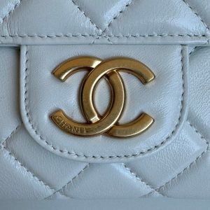 CC 23C Small Hobo Bag 21.5 Light Cloud Blue Lambskin Gold Hardware