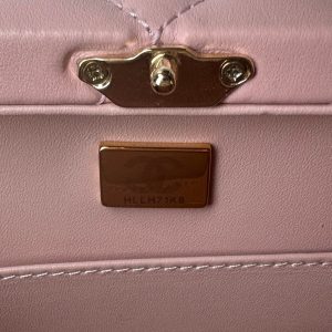 SMALL BOX BAG 18 IN BALLERINA PINK LAMBSKIN GOLD HARDWARE