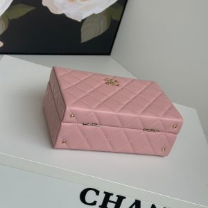 SMALL BOX BAG 18 IN BALLERINA PINK LAMBSKIN GOLD HARDWARE