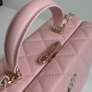 SMALL BOX BAG 18 IN BALLERINA PINK LAMBSKIN GOLD HARDWARE