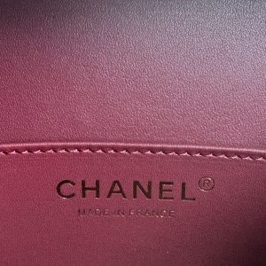 SMALL BOX BAG 18 IN BURGUNDY RED LAMBSKIN GOLD HARDWARE