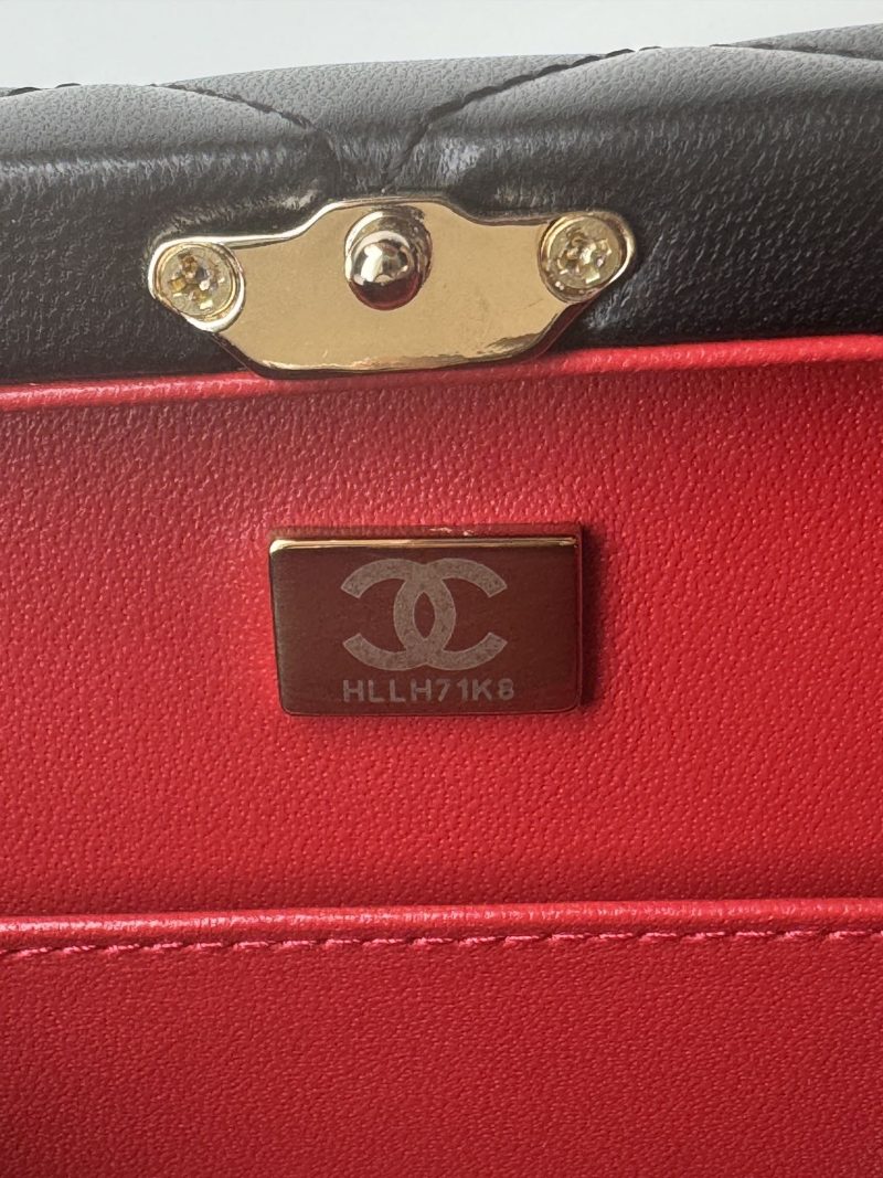 SMALL BOX BAG 18 IN BLACK LAMBSKIN GOLD HARDWARE