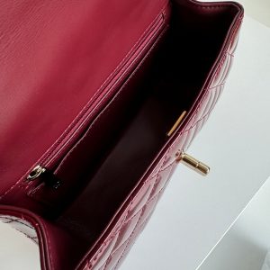 MINI FLAP BAG 20 IN MAHOGANY RED GLOSSY CALFSKIN GOLD HARDWARE