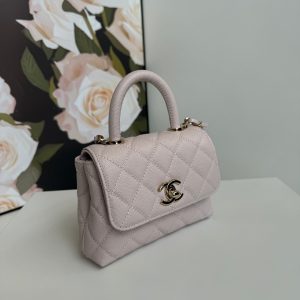 img_b5cc9469_20241020_i1729412577_3452_3_jpg CC 24K Coco Handle Nano 14.5cm Light Pink Grained Calfskin Gold Hardware