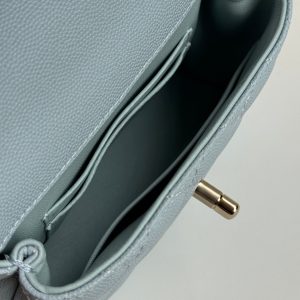 CC 24K Coco Handle Nano 14.5cm Cloud Blue Grained Calfskin Gold Hardware