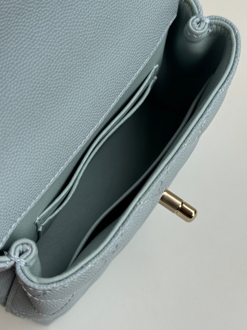 CC 24K Coco Handle Nano 14.5cm Cloud Blue Grained Calfskin Gold Hardware
