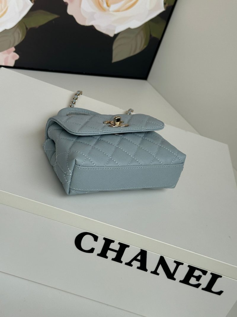 CC 24K Coco Handle Nano 14.5cm Cloud Blue Grained Calfskin Gold Hardware