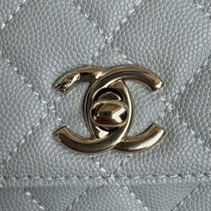 CC 24K Coco Handle Nano 14.5cm Cloud Blue Grained Calfskin Gold Hardware