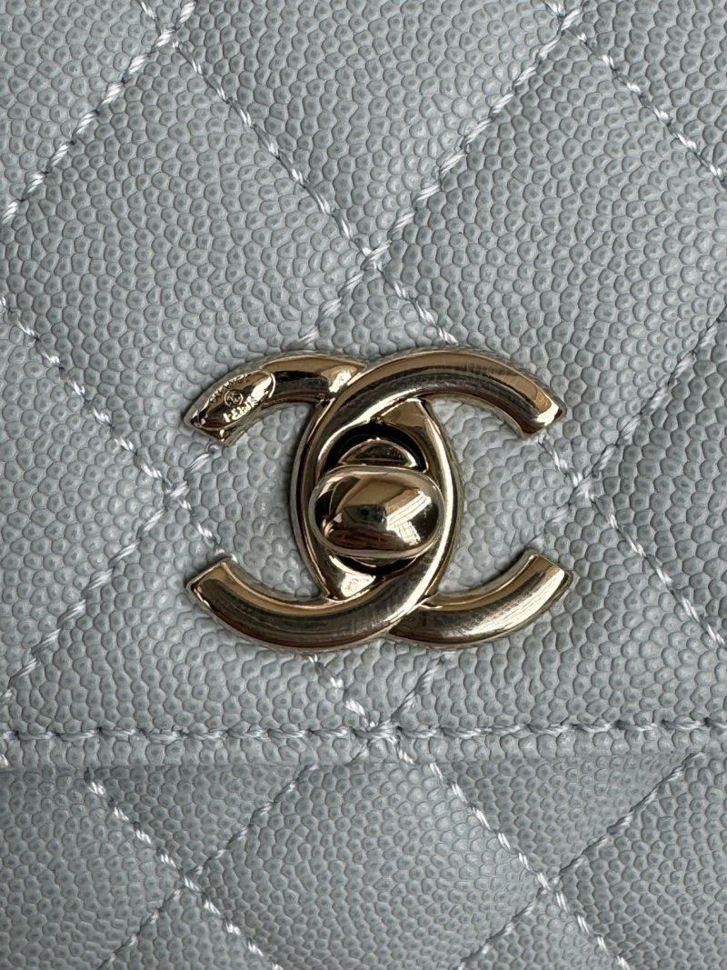 CC 24K Coco Handle Nano 14.5cm Cloud Blue Grained Calfskin Gold Hardware