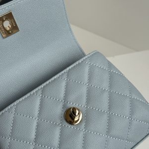 CC 24K Coco Handle Nano 14.5cm Cloud Blue Grained Calfskin Gold Hardware