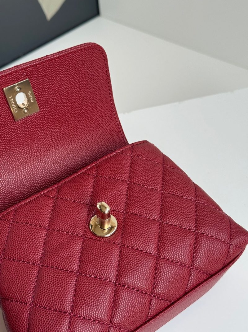 img_b5cc9469_20241020_i1729412625_2081_0_jpg CC 24K Coco Handle Nano 14.5cm Burgundy Grained Calfskin Gold Hardware