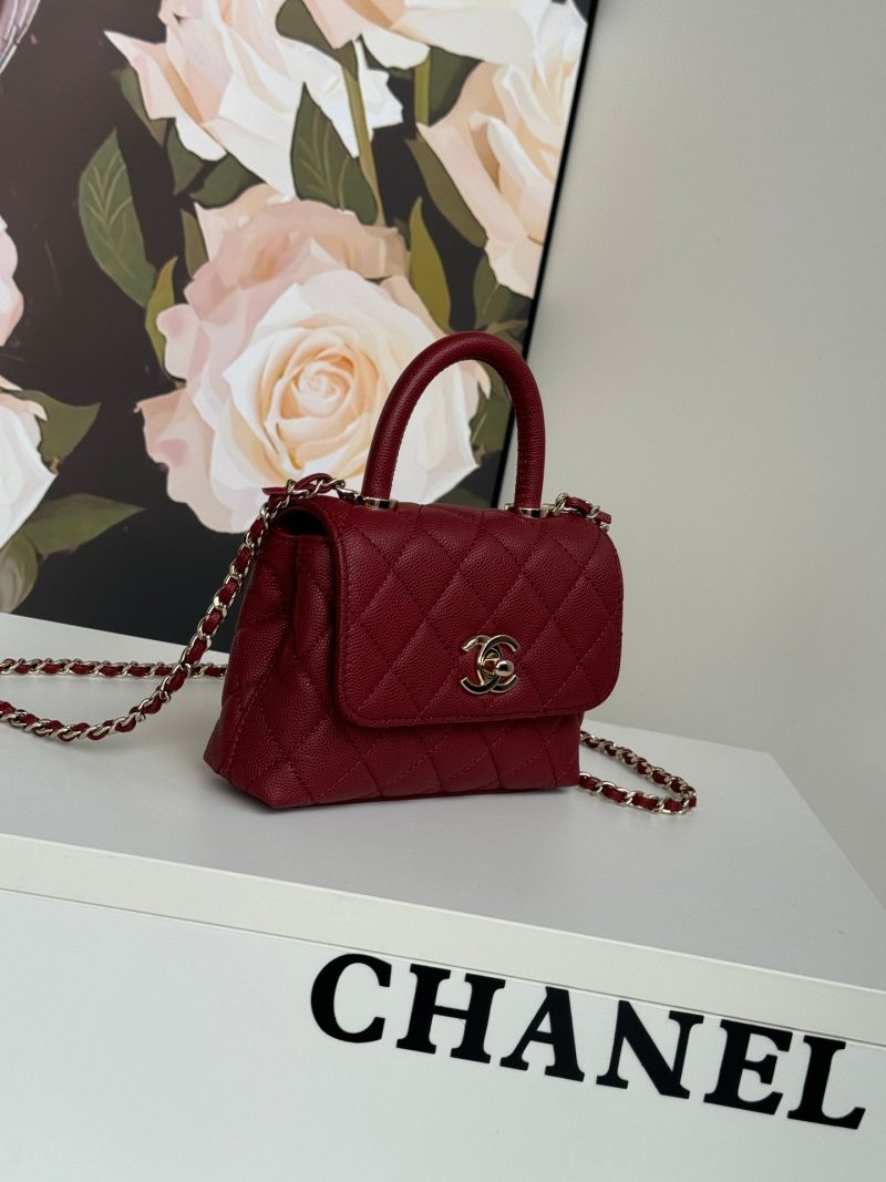 img_b5cc9469_20241020_i1729412625_2249_0_jpg CC 24K Coco Handle Nano 14.5cm Burgundy Grained Calfskin Gold Hardware